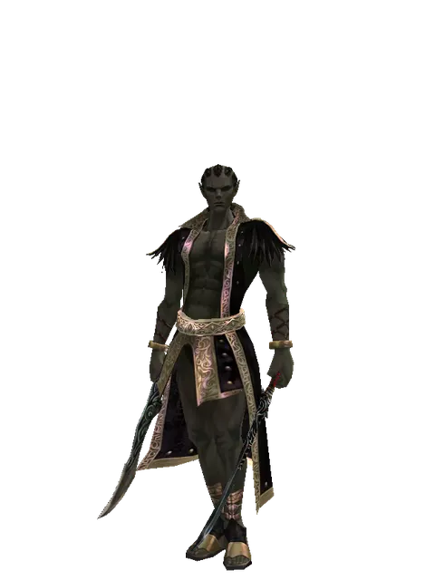 Sword of Limit*Samurai Long Sword on a male Orc mystic, front view