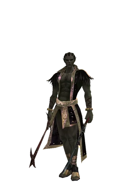 Sword of Nightmare*Samurai Long Sword on a male Orc mystic, front view