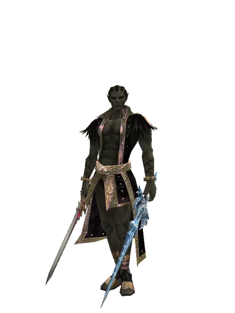 Vesper Dual Sword on a male Orc mystic, front view