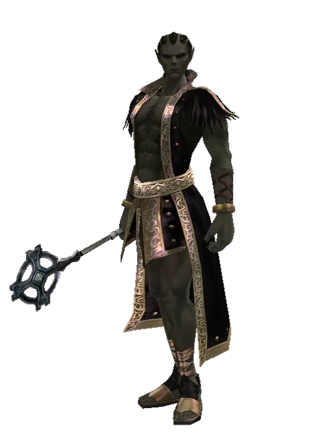 Crucifix of Blessing on a male Orc mystic, front view