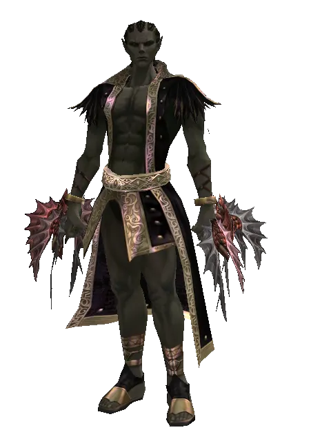 Demon Splinter on a male Orc mystic, front view