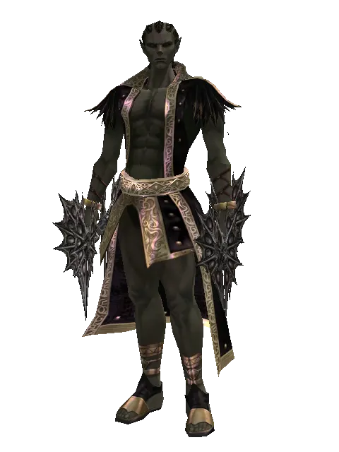 Dragon Grinder on a male Orc mystic, front view