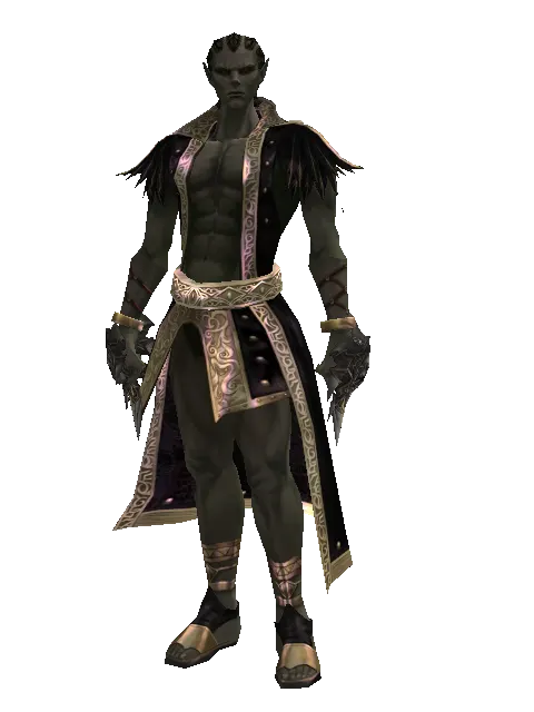 Scallop Jamadhr on a male Orc mystic, front view