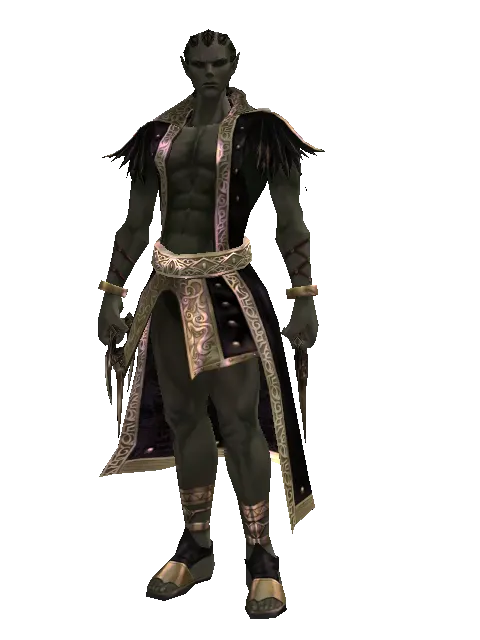 Triple-Edged Jamadhr on a male Orc mystic, front view