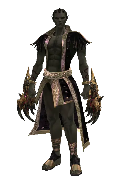 Vesper Fists on a male Orc mystic, front view