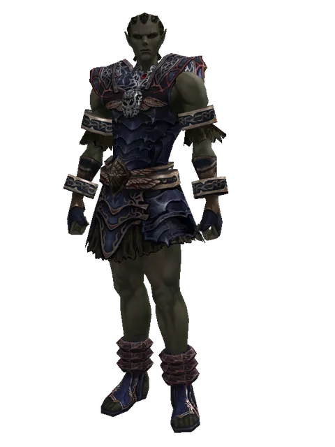 Blue Wolf Set - Heavy on a male Orc mystic, front view