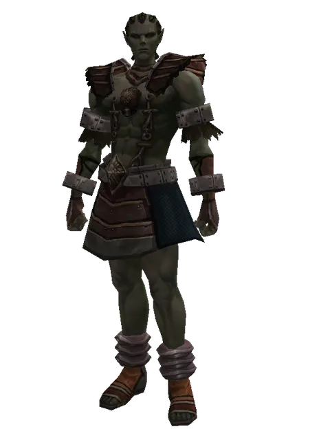 Brigandine Set on a male Orc mystic, front view