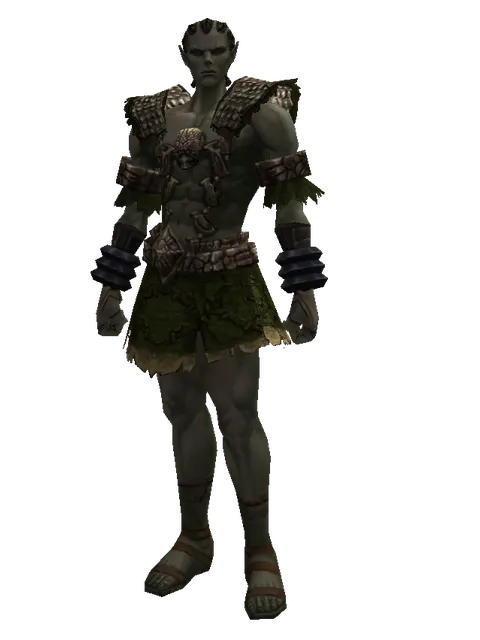 Dwarven Scale (heavy armor) on a male Orc mystic, front view