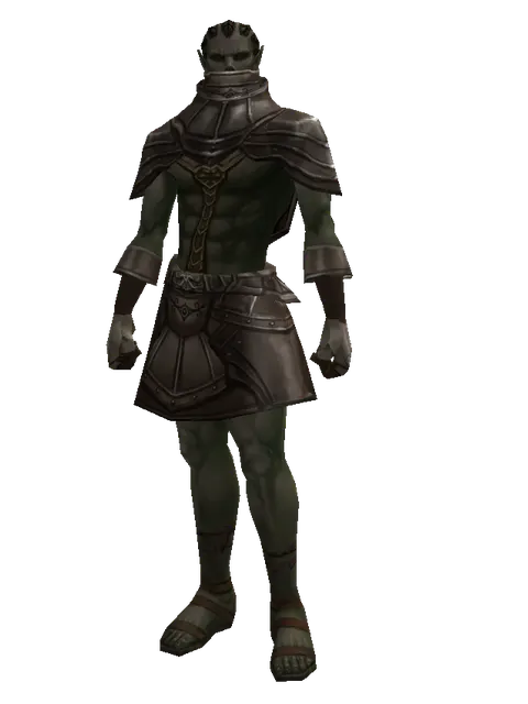 Half Plate (heavy armor) on a male Orc mystic, front view