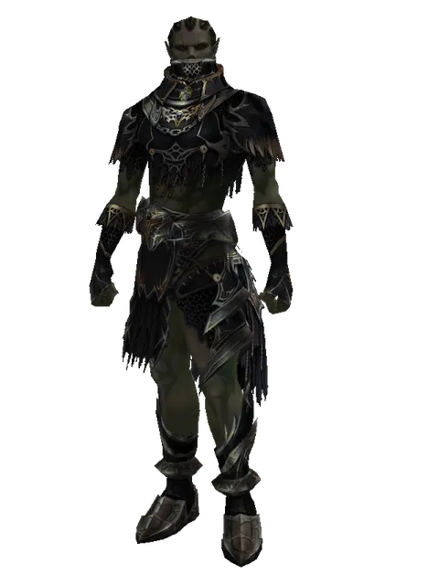 Dark Crystal Leather Set on a male Orc mystic, front view