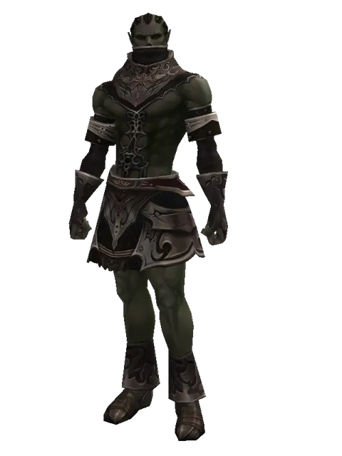 Leather Set of Doom on a male Orc mystic, front view