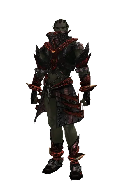 Draconic Leather Set on a male Orc mystic, front view