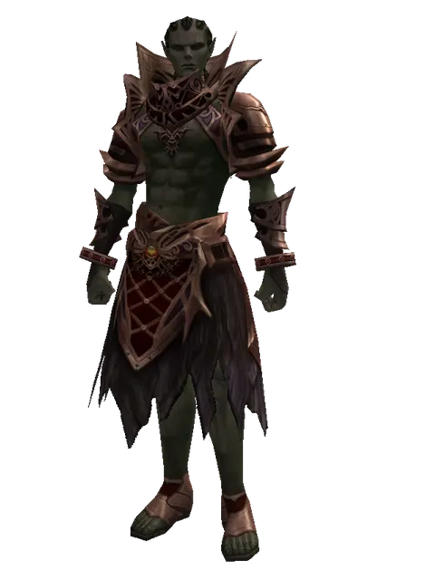 Leather Set of Nightmare on a male Orc mystic, front view