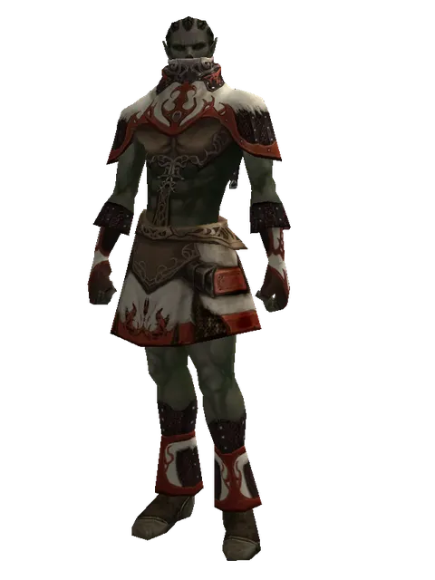 Theca Leather Set on a male Orc mystic, front view