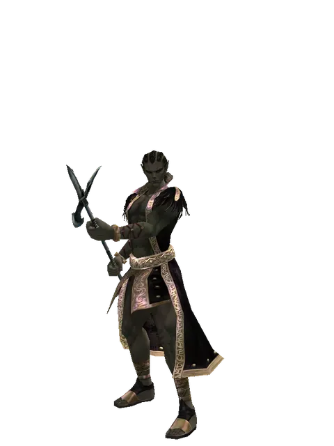 Bec de Corbin on a male Orc mystic, front view