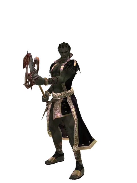 Dragon Claw Axe on a male Orc mystic, front view