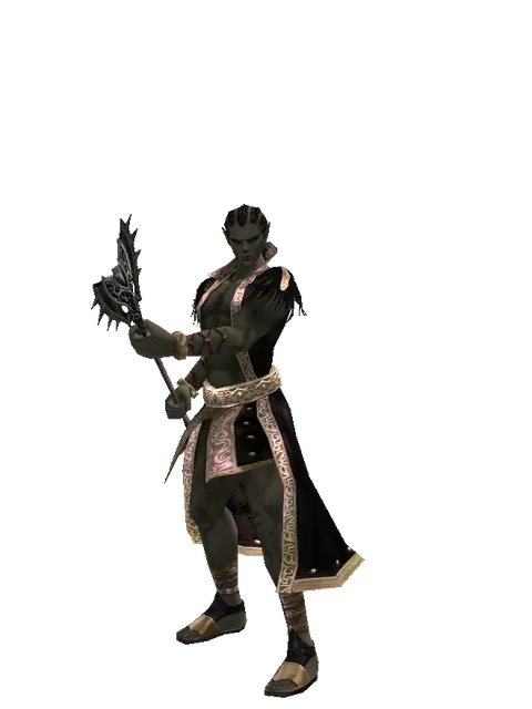 Dwarven Pike on a male Orc mystic, front view