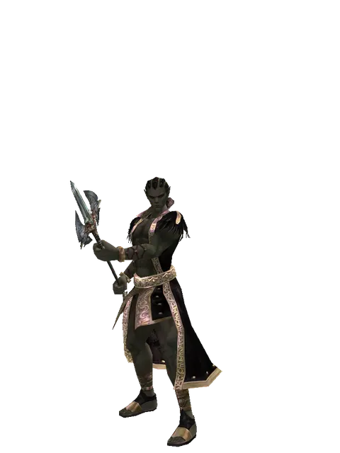Dynasty Halberd on a male Orc mystic, front view