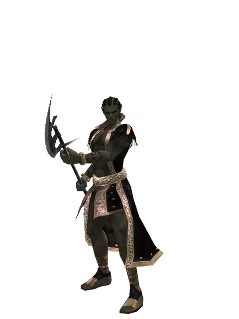 Glaive on a male Orc mystic, front view