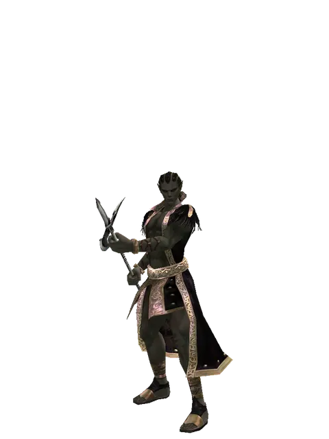 Guard Spear on a male Orc mystic, front view