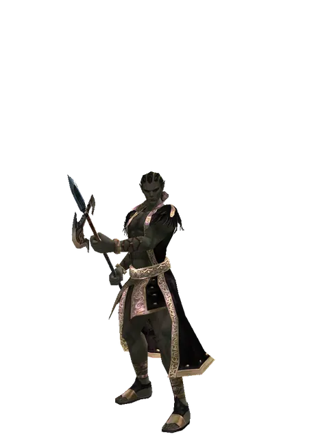 Halberd on a male Orc mystic, front view