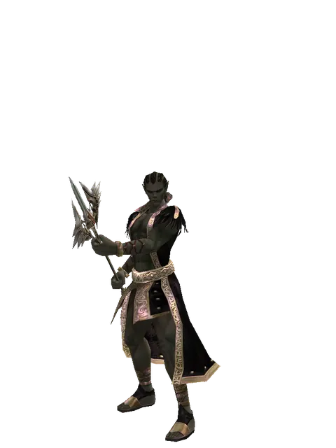 Icarus Trident on a male Orc mystic, front view