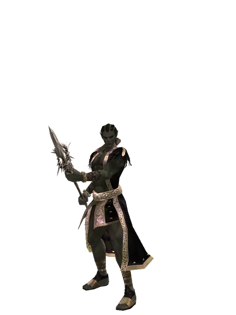 Infinity Spear on a male Orc mystic, front view