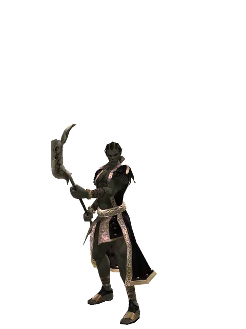 Orcish Glaive on a male Orc mystic, front view
