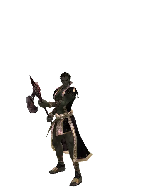 Orcish Halberd on a male Orc mystic, front view