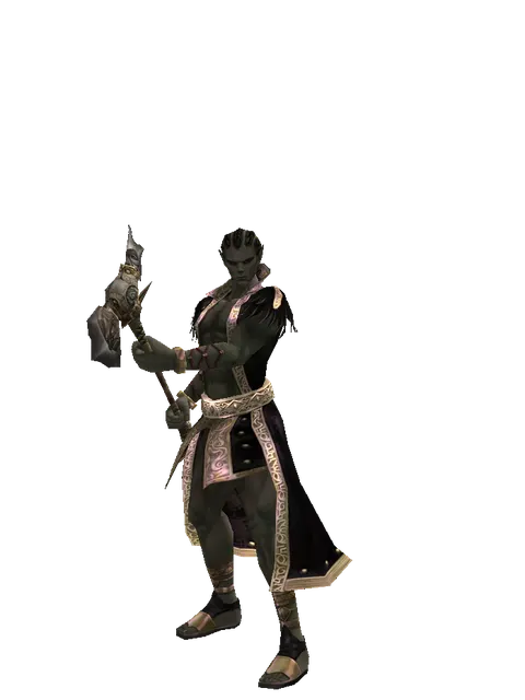 Orcish Poleaxe on a male Orc mystic, front view