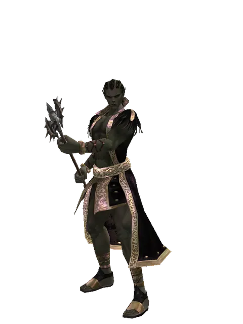 Pike on a male Orc mystic, front view