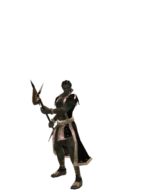 Poleaxe on a male Orc mystic, front view