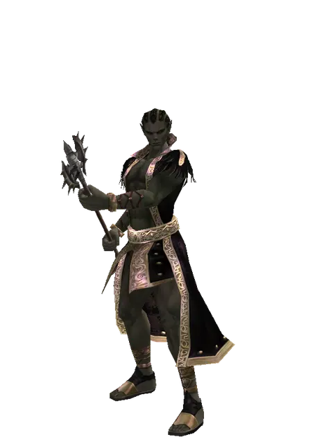 Traveler's Pike on a male Orc mystic, front view