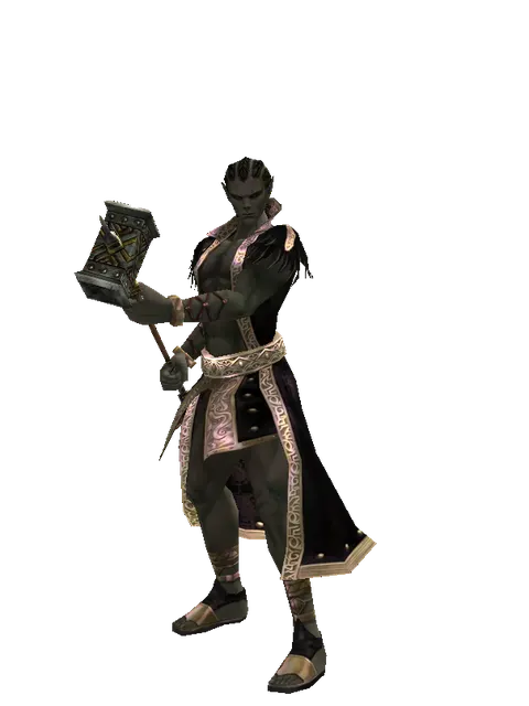 War Pick on a male Orc mystic, front view