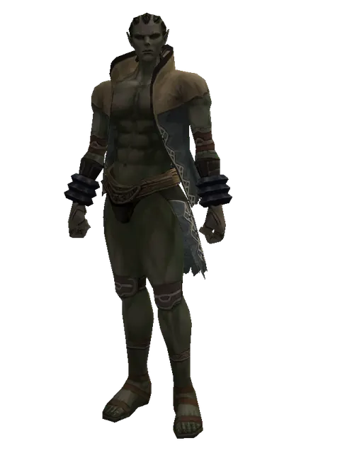 Leather (robe) on a male Orc mystic, front view