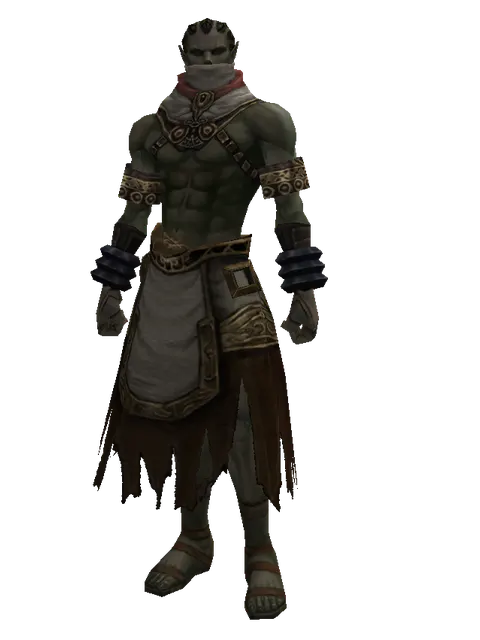 White (robe) on a male Orc mystic, front view