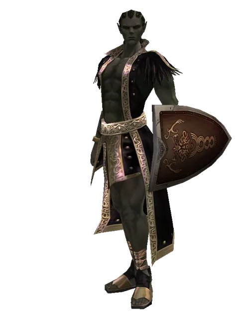 Brigandine Shield on a male Orc mystic, front view