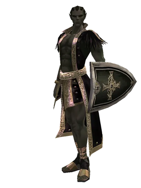 Dark Crystal Shield on a male Orc mystic, front view