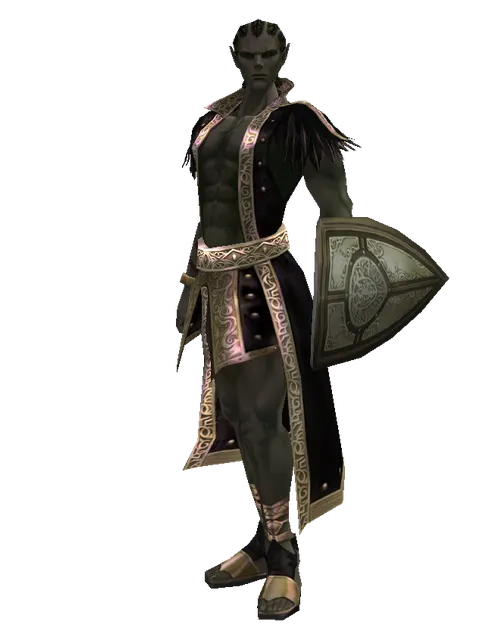 Hoplon on a male Orc mystic, front view