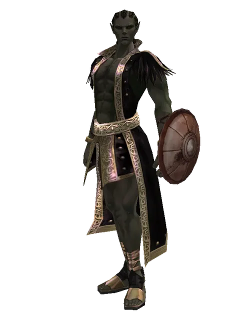 Leather Shield on a male Orc mystic, front view