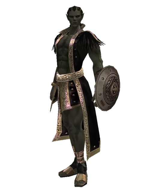 Round Shield on a male Orc mystic, front view