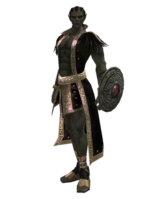 Shield of Pledge on a male Orc mystic, front view