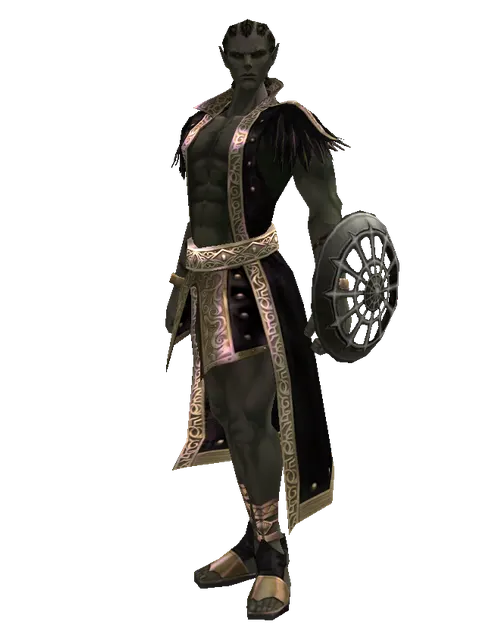 Skeleton Buckler on a male Orc mystic, front view