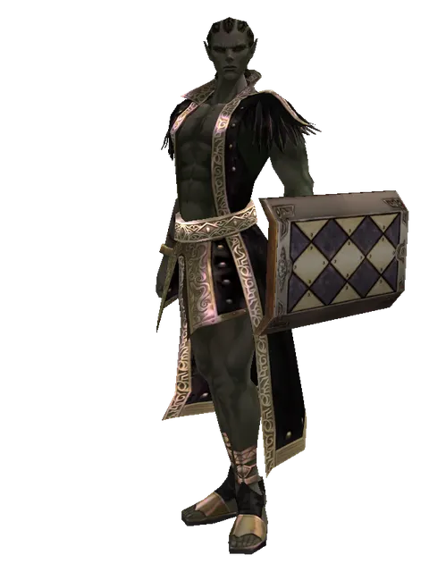 Square Shield on a male Orc mystic, front view