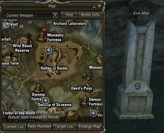 Evil Altar no Lineage 2 Scryde