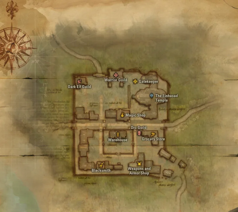 Where to find Master Auron: map of Gludin Village
