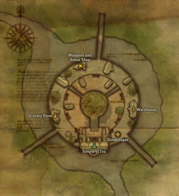 Mapa de Elven Village con la ubicación de los NPC - Lineage 2 BoHPTS