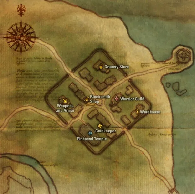 Map of Talking Island Village with the NPC locations - Lineage 2 High Five